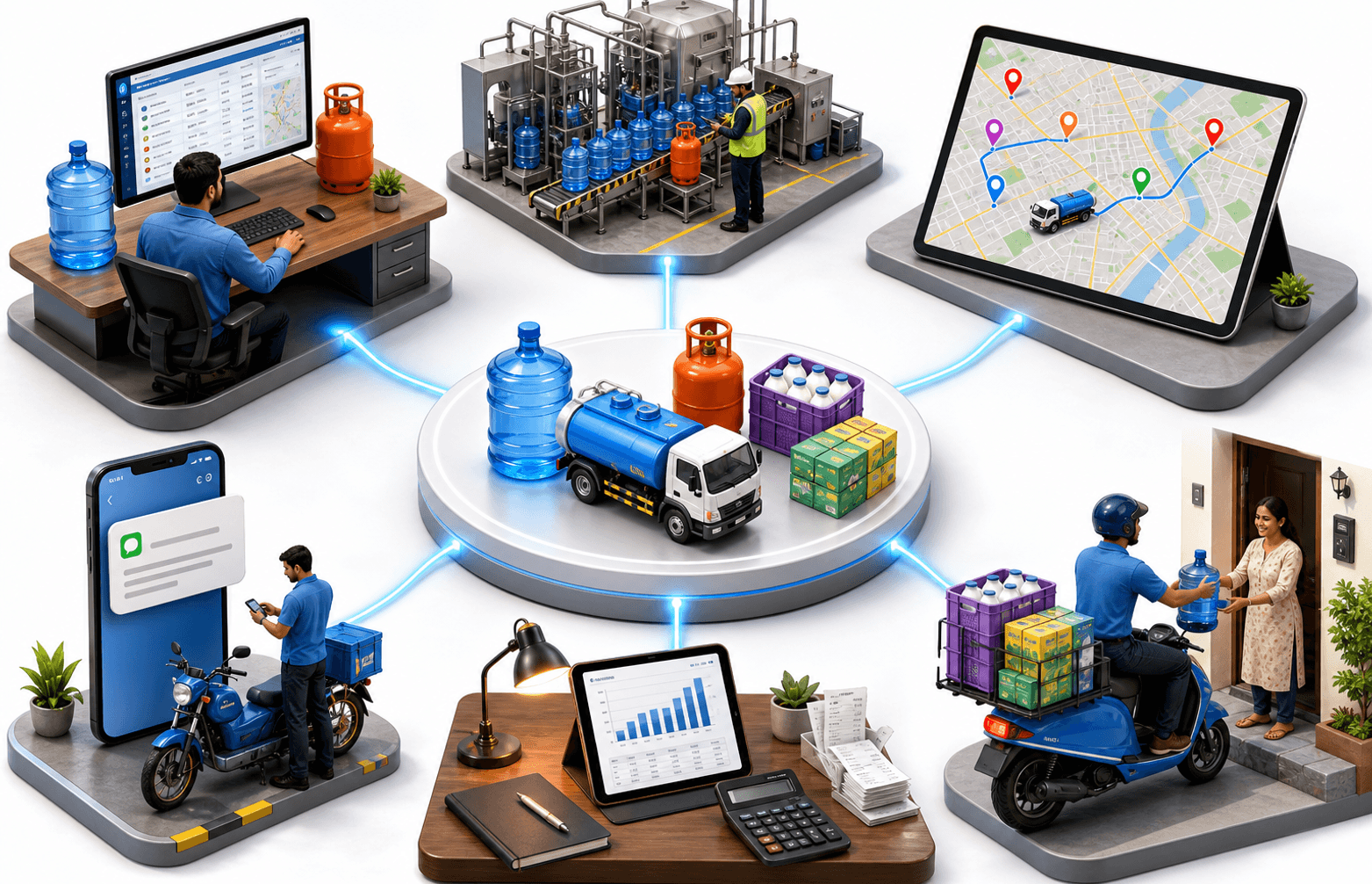 Overview of Mashqi ERP modules connected in one platform